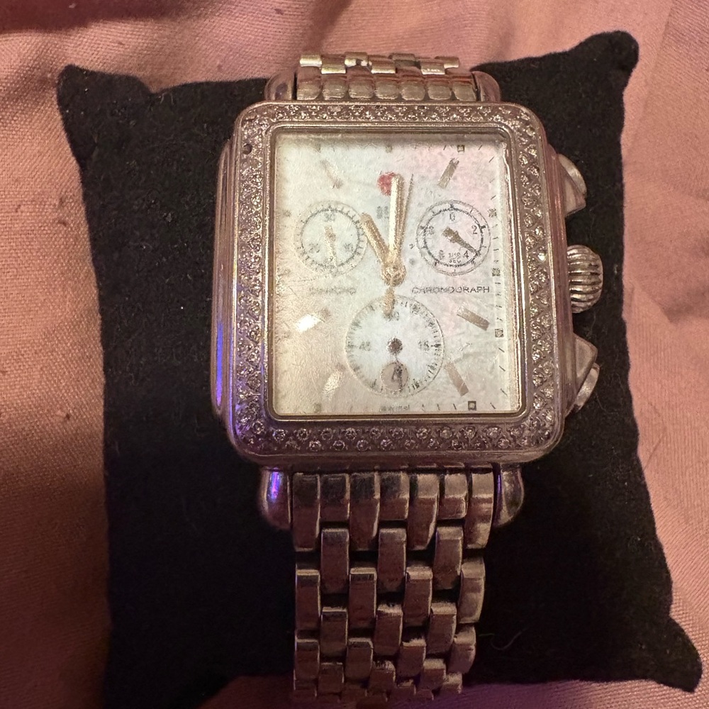 MICHELE DECO Chronograph Diamond Watch &  Mother of Pearl dial